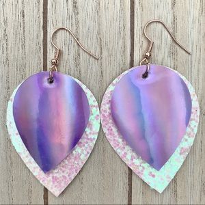 New! | Handmade Faux Leather Earrings Double